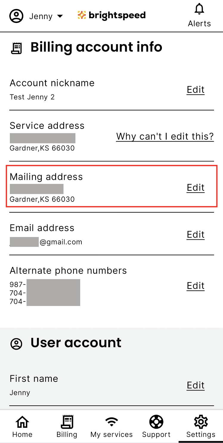 Screenshot of updating your address in the app as explained on this page.