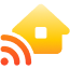 An icon of a house with a WiFi signal in front of it. 