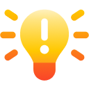 An icon of a glowing lightbulb.