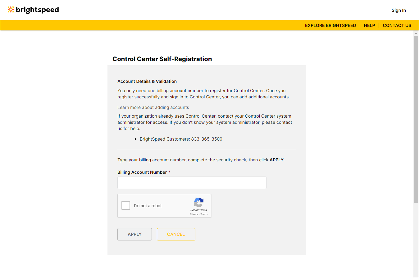 Control Center Self-Registration