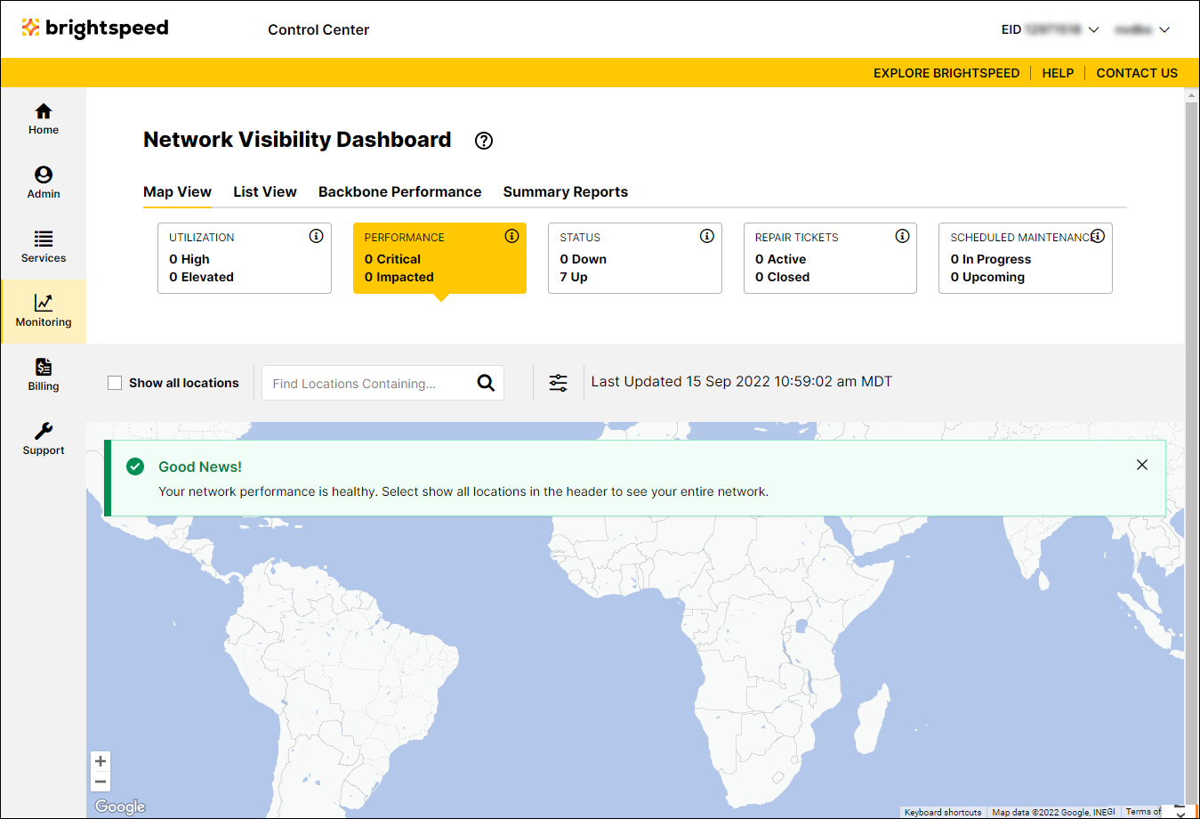 Exploring the Network Visibility dashboard  Brightspeed