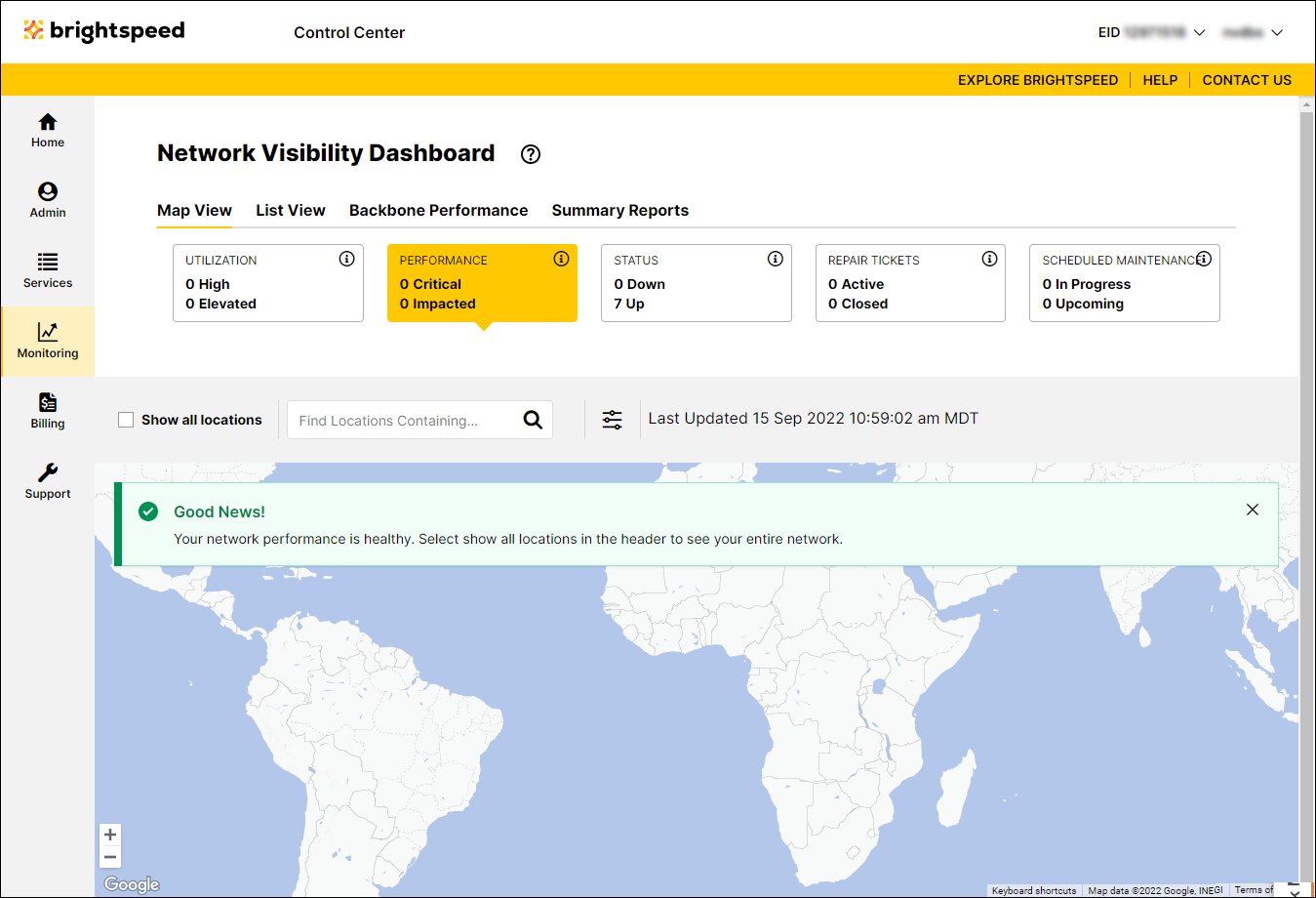 Network Visibility (showing Utilization tile)