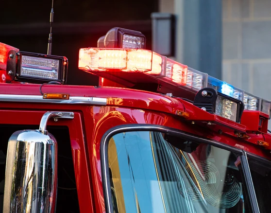 Fire truck with lights on