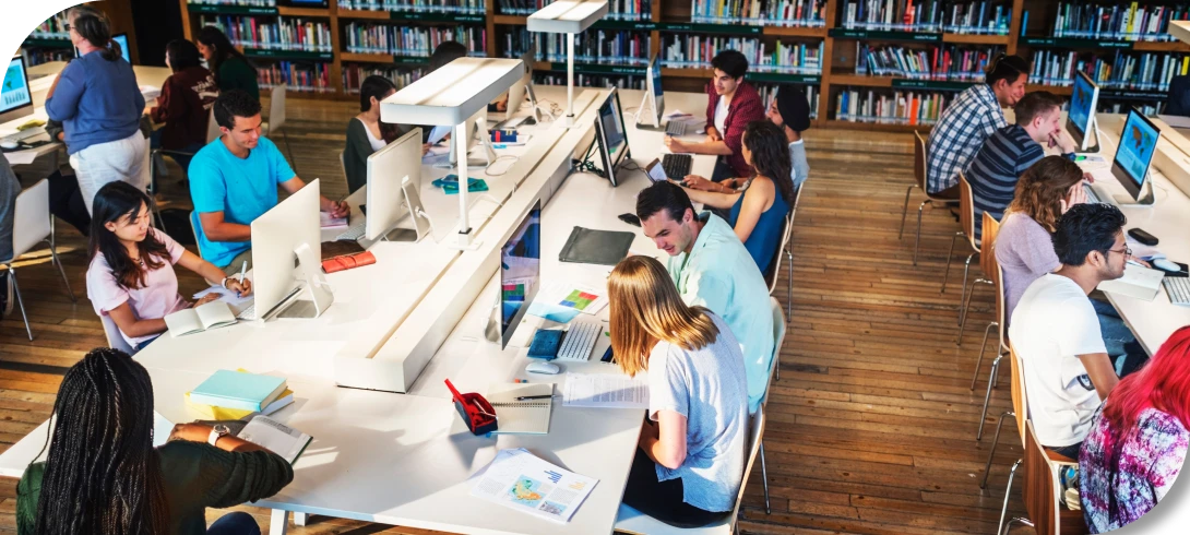 People in a library