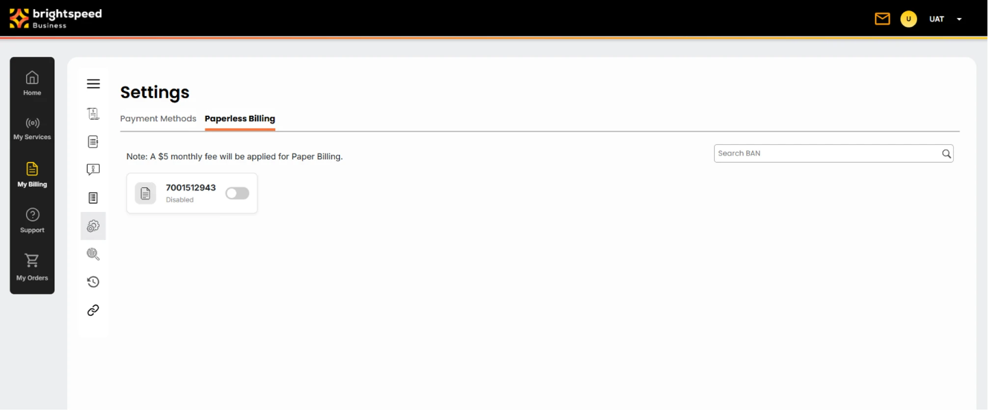 screenshot of paper billing