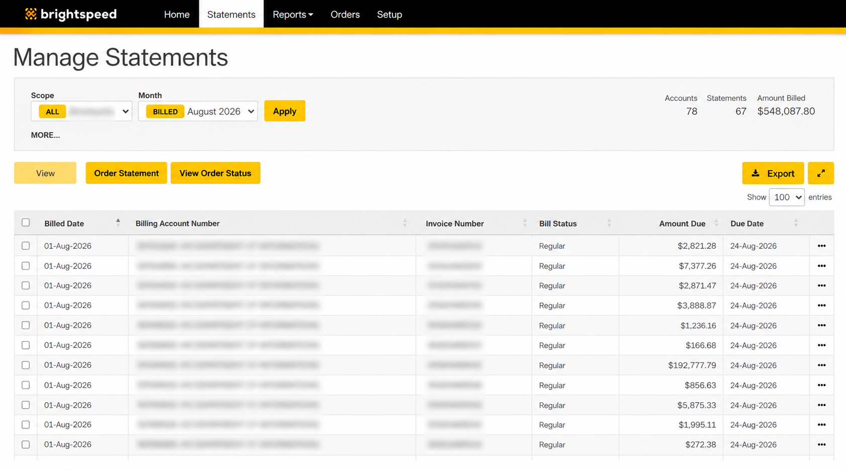 screenshot of paper billing