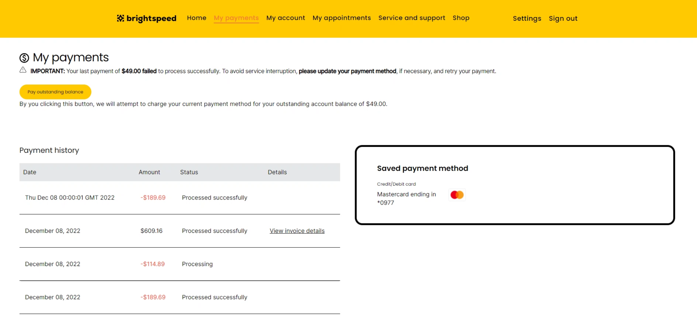 How to update your fiber payment method Brightspeed