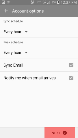 Set up email on Android device step 4