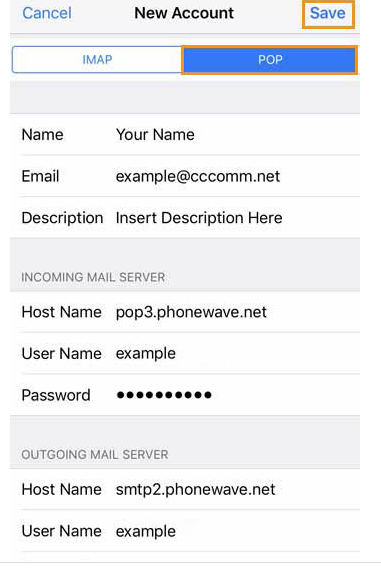 screenshot iPhone POP settings