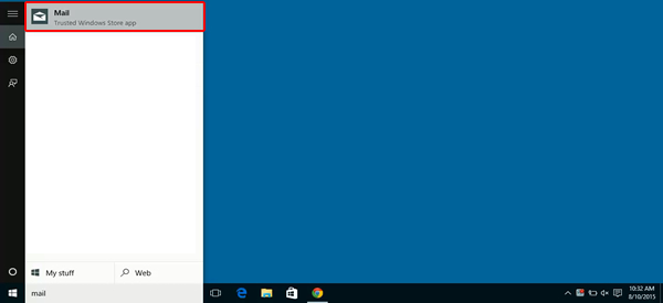 Set up email in Windows 10 step 2
