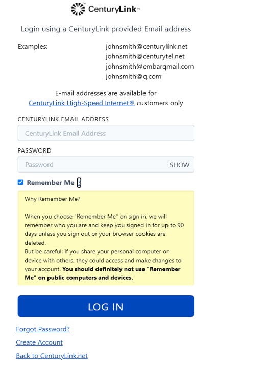 screenshot of webmail login