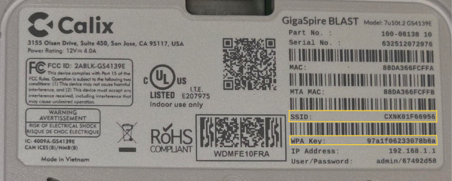How to find the SSID/password on your modem label