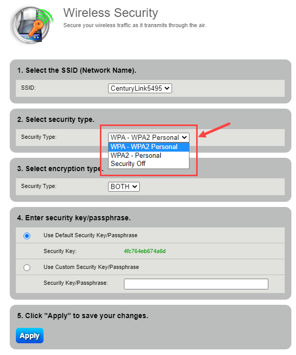 WiFi security types