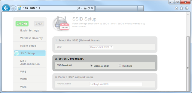 Select Broadcast SSID