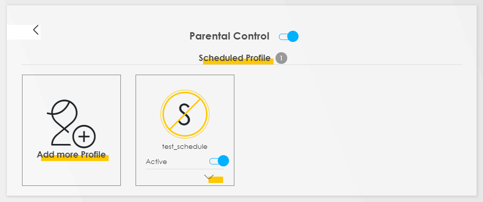 Zyxel user interface - Parental Control 1