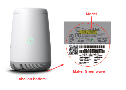 Closeup of Modem Information