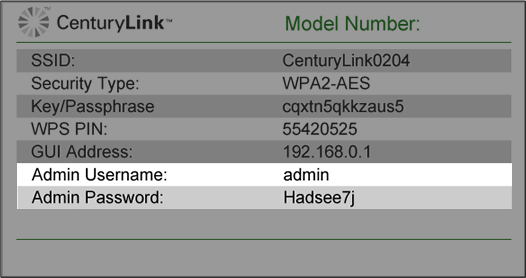 Admin User Name & Password Image