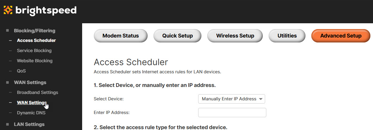 WAN settings (2) step 5