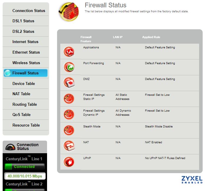 Firewall Status Sample Image