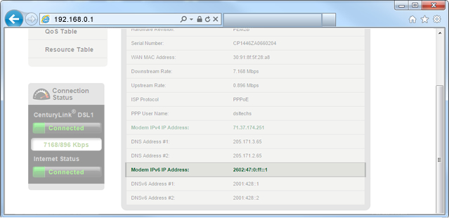 view IPv6 table step 5