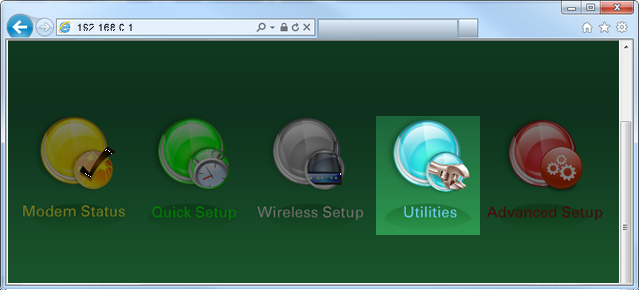 Modem utilities menu image
