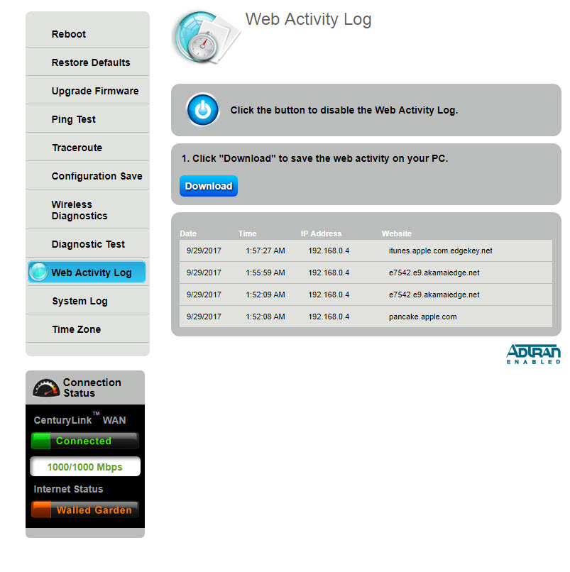 Web Activity Log