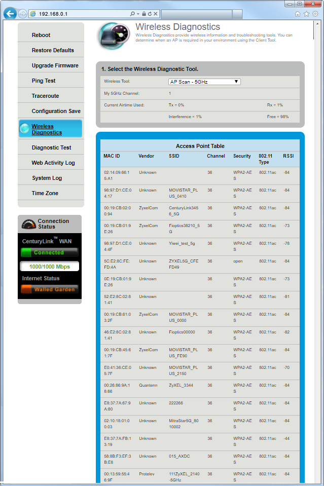 AP scan 5 gigahertz screenshot