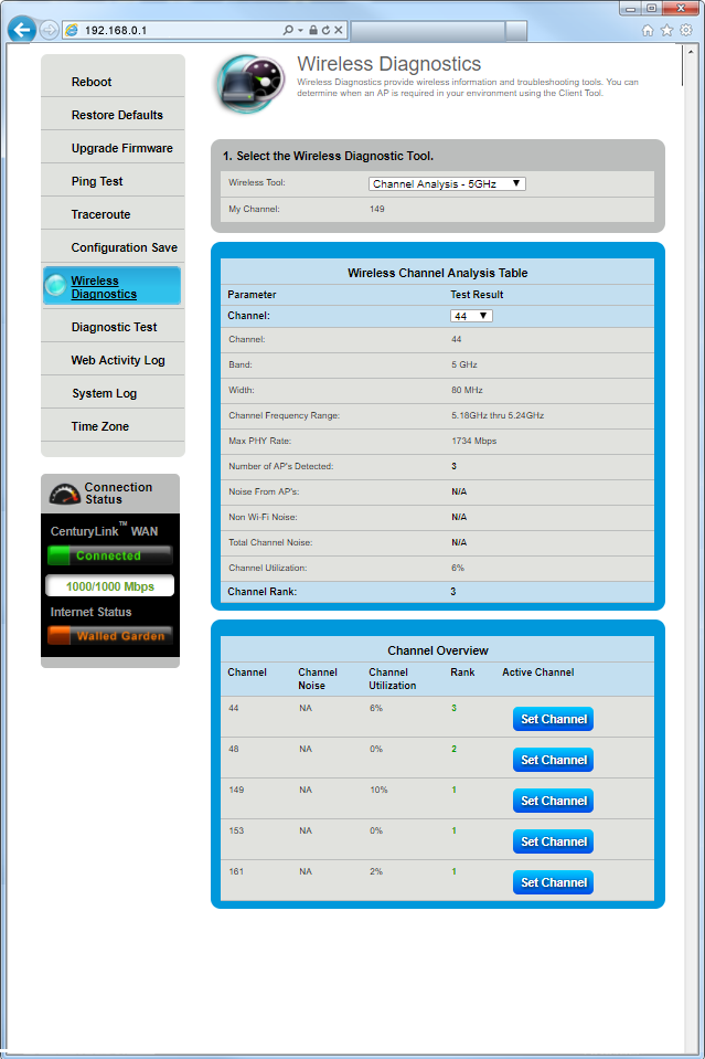 Channel Analysis screenshot 5 gigahertz