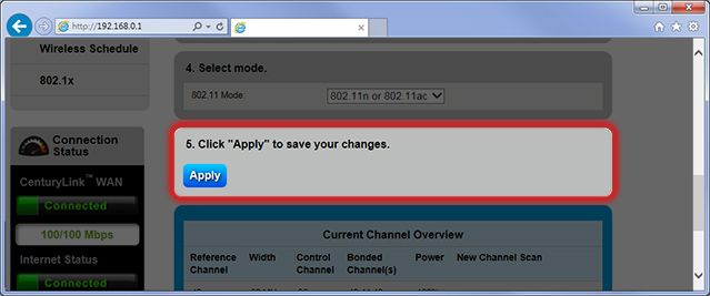 Change wifi-channel 5ghz Step 11