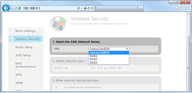 select name of SSID you created