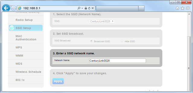 SSID setup - step 9