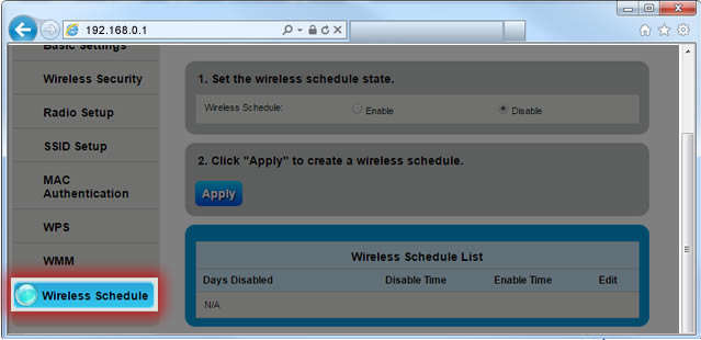 Select wireless schedule - Step 6