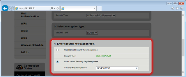 Custom Security Key/Passphrase - Step 9
