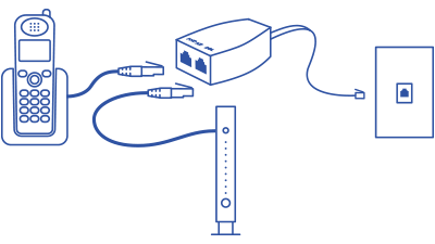 Phone plugging into filter (diagram)