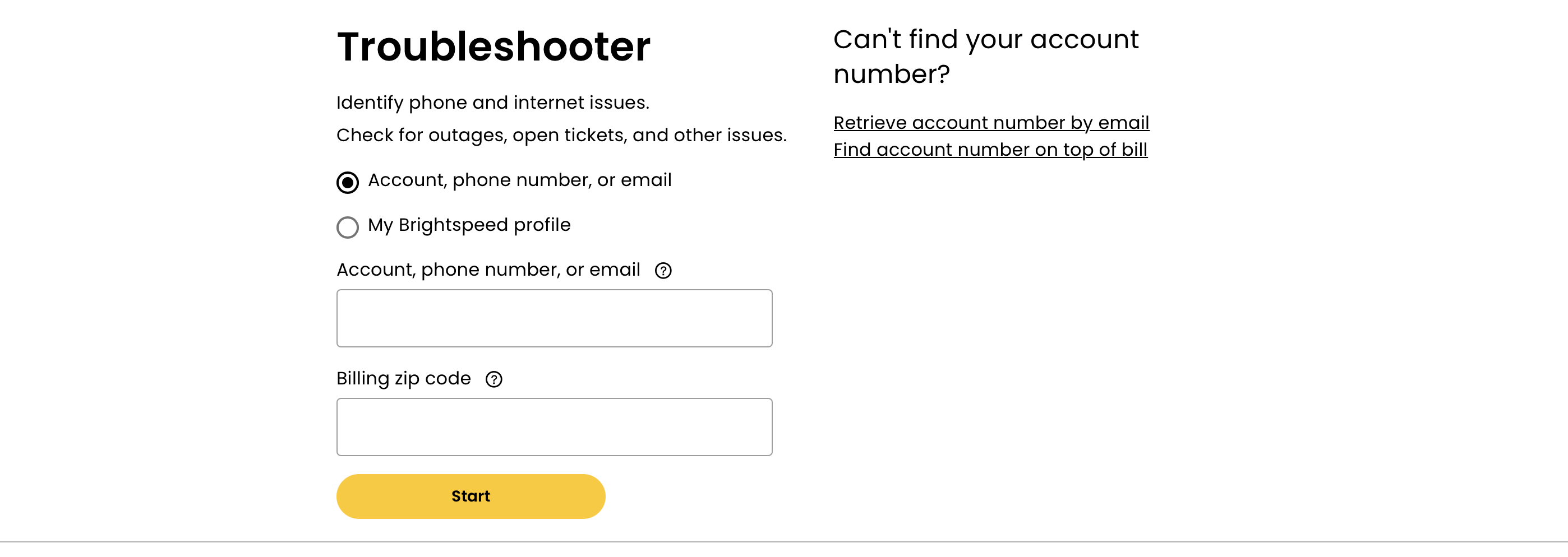 screenshot of Service Troubleshooter link from My CenturyLink