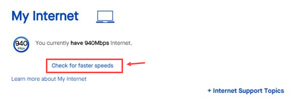 My CenturyLink screenshot - check for faster speeds online
