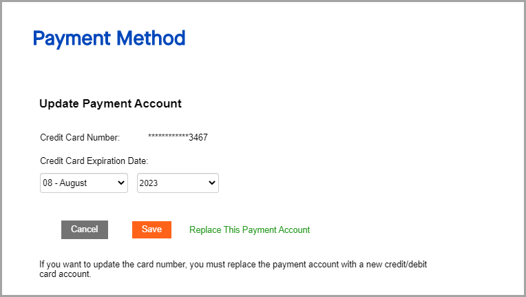 Screenshot of My CenturyLink how to update PrePaid payment method