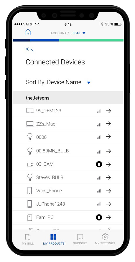 Secure WiFi Android connected devices screen