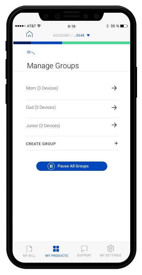 Secure WiFi Android groups screen