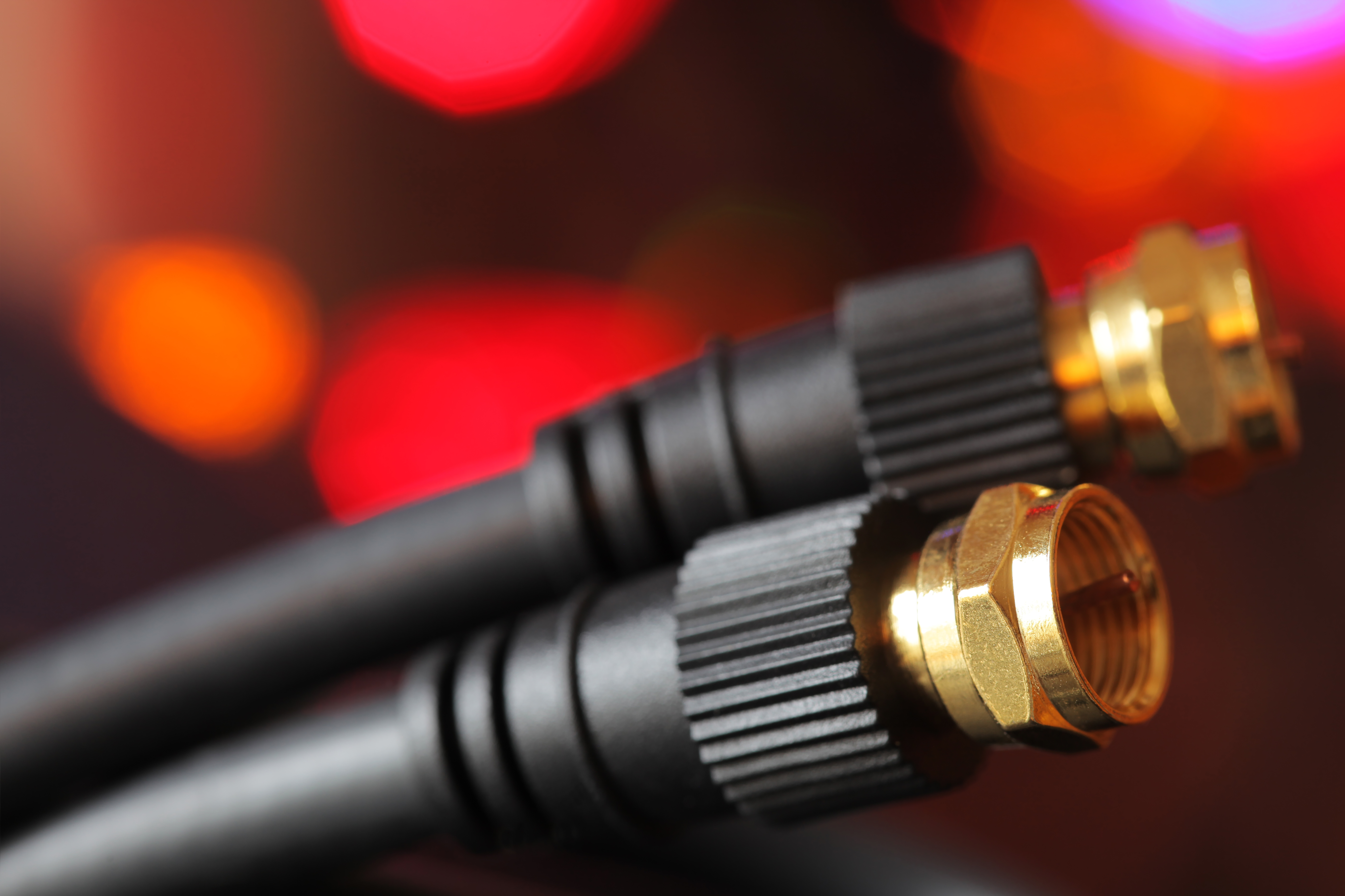 A close up shot of coaxial cords.