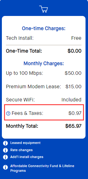 Fees and Taxes estimate after clicking 'Continue' on order