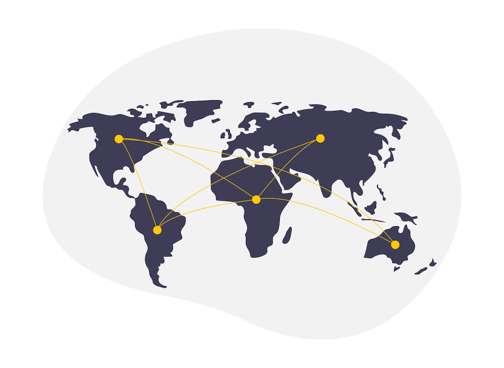 World map with overlapping lines. Illustration.